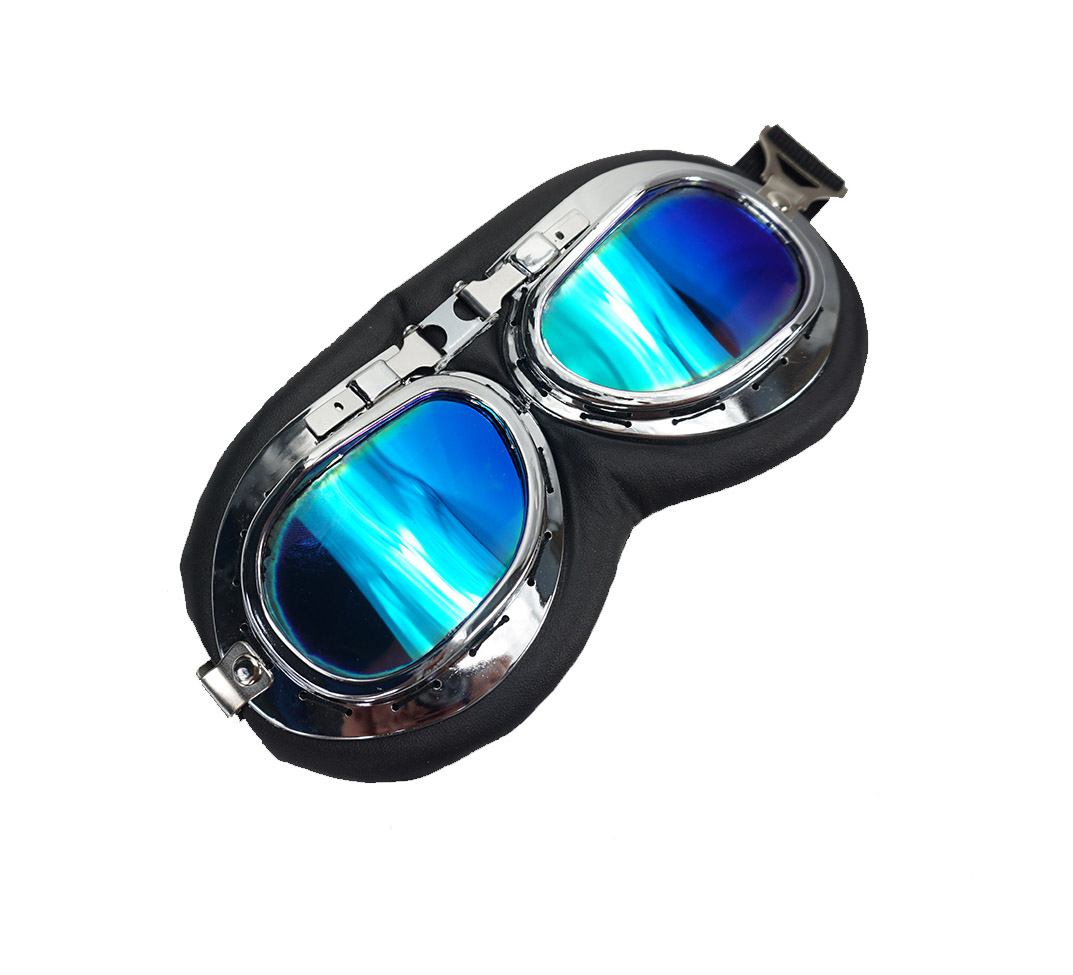 UNIVERSEEL Oldtimer bril voor op jethelm zwart spiegel lens