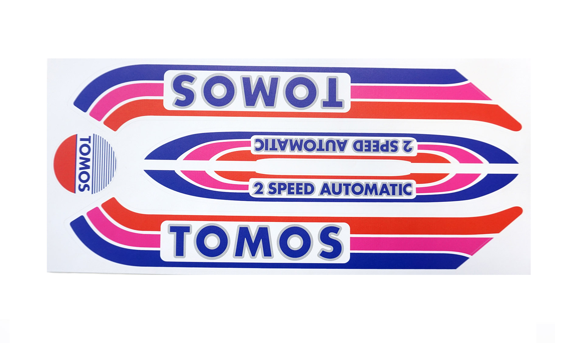 TOMOS Stickerset - transfer Tomos A3 oud model Rood / Paars / Blauw
