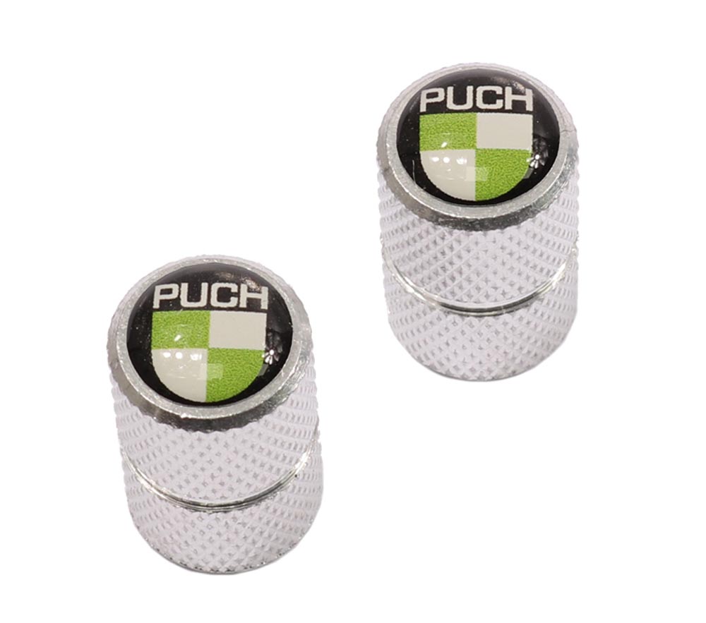 PUCH MAXI Ventieldopset met logo / dopset Aluminium WIEL VENTIEL SET