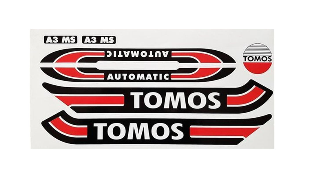 TOMOS Sticker / transferset A3 A35 S25 rood - zwart - wit Automatic Tomos *  stickerset